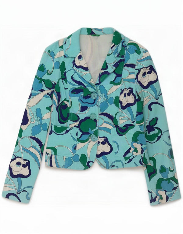 Benetton Giacca blazer a 3 bottoni da donna IT 42 Blu medio Cotone