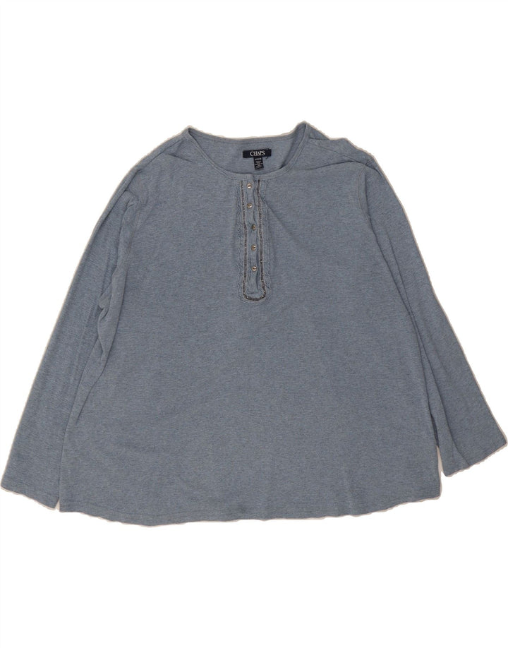 CHAPS Womens Ruffle Front Crew Neck Jumper Sweater UK 18 XL Blue Cotton Vintage Chaps and Second-Hand Chaps from Messina Hembry 