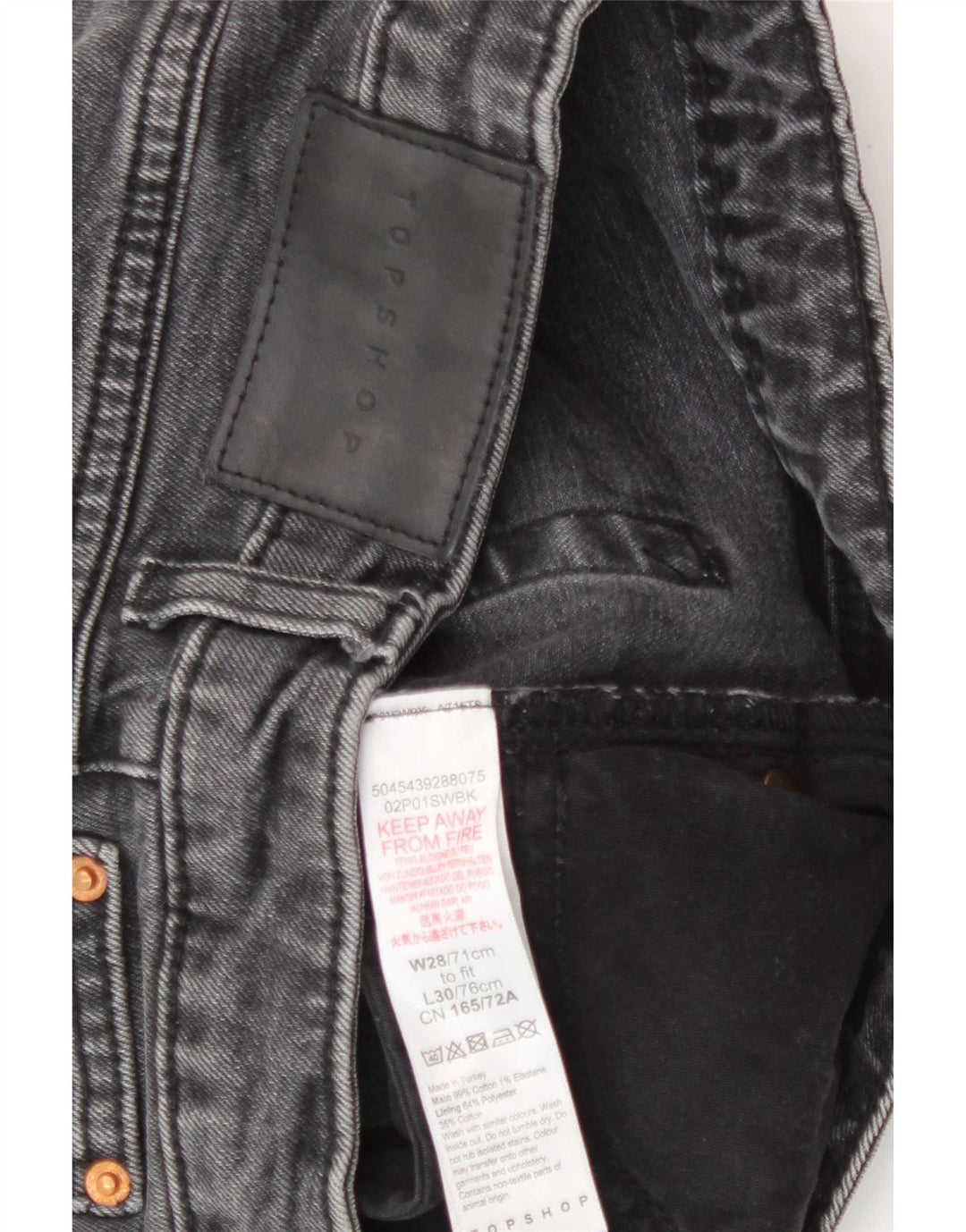 Topshop Pantaloncini di jeans mamma da donna W28 Cotone grigio medio