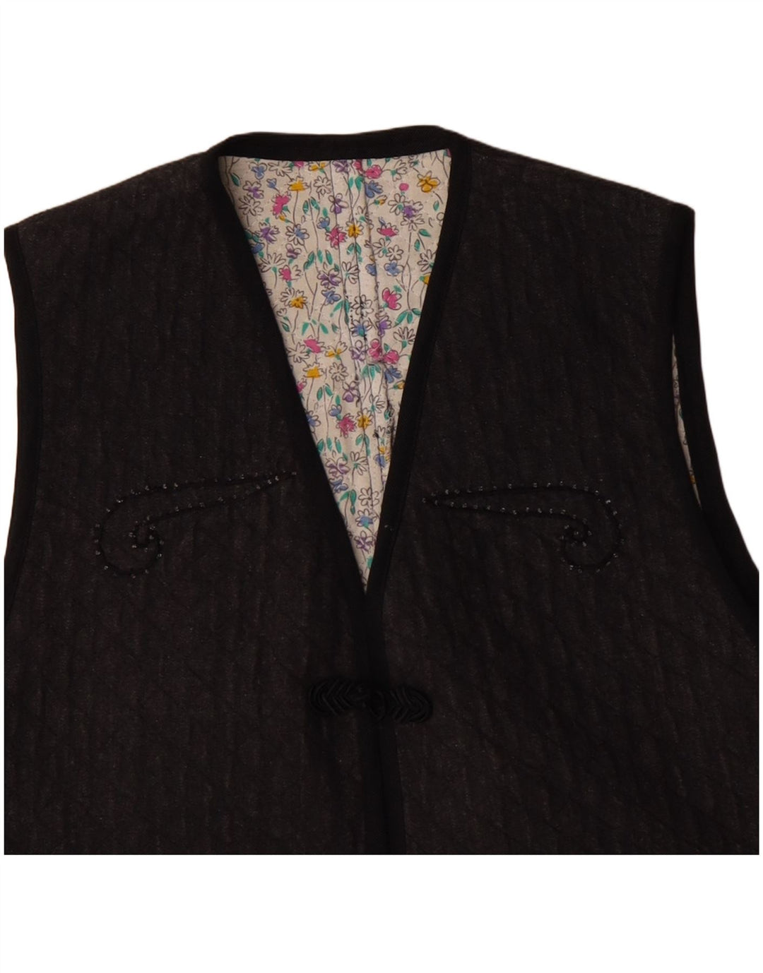 Gilet da donna vintage UK 12 grigio medio Paisley