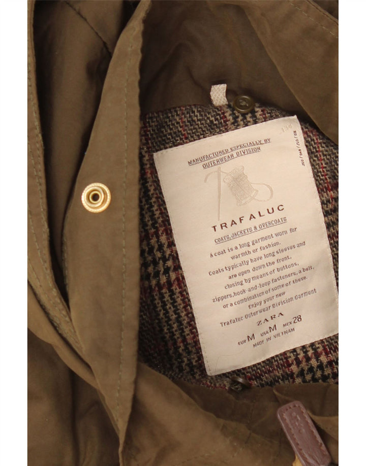 Giacca Parka con cappuccio da donna Zara UK 14 cotone a quadri kaki medio