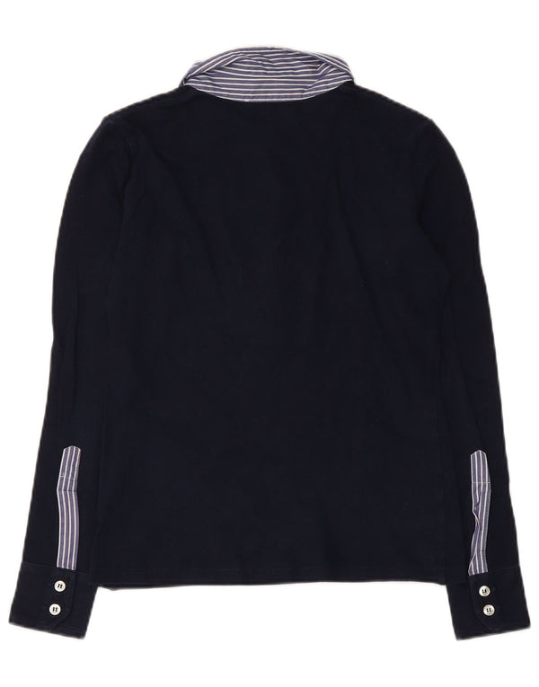 Polo da rugby da donna Fred Perry UK 12 Medium Navy Blue Striped
