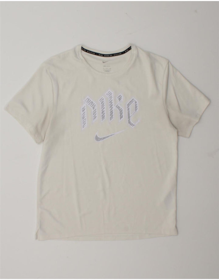 T-shirt grafica Nike Dri Fit da uomo, piccola, in poliestere bianco