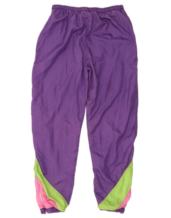 Pantaloni da tuta da donna vintage Joggers UK 12 Blocco colore viola medio