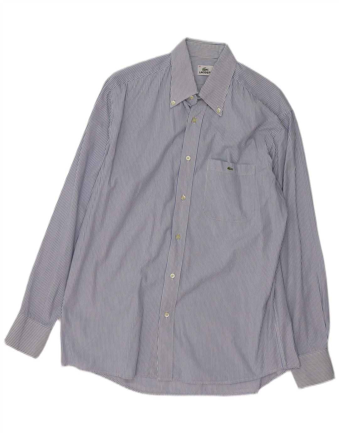 Camicia da uomo LACOSTE taglia 42 grande cotone gessato blu