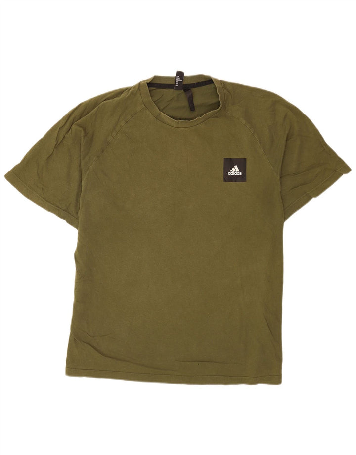 Adidas Mens T-Shirt Top XL Green Cotton