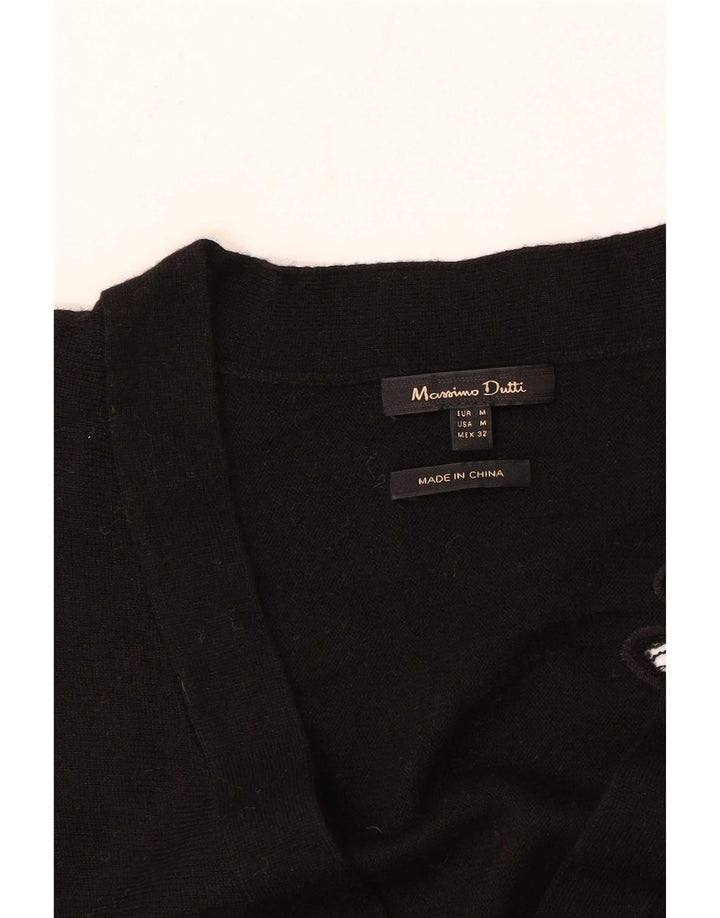 Massimo Dutti Maglione cardigan oversize da donna UK 14 Medio Nero floreale