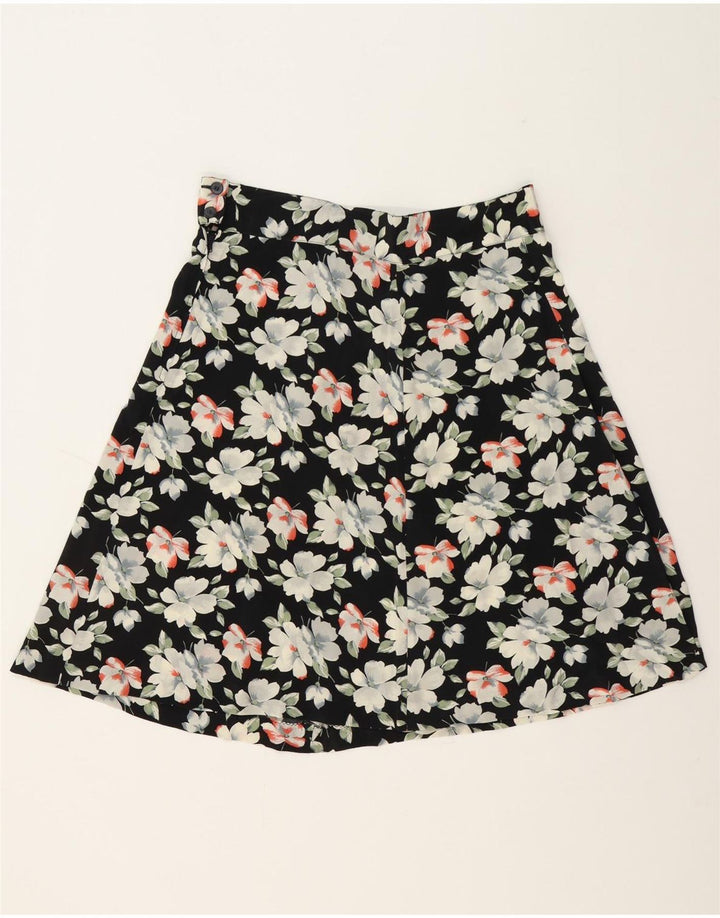 VINTAGE Womens A-Line Skirt W32 Large Black Floral Vintage Vintage and Second-Hand Vintage from Messina Hembry 