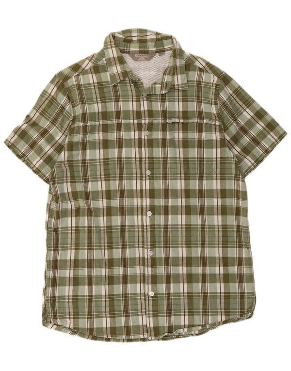Camicia da uomo a maniche corte Mountain Warehouse in cotone a quadri verdi grandi