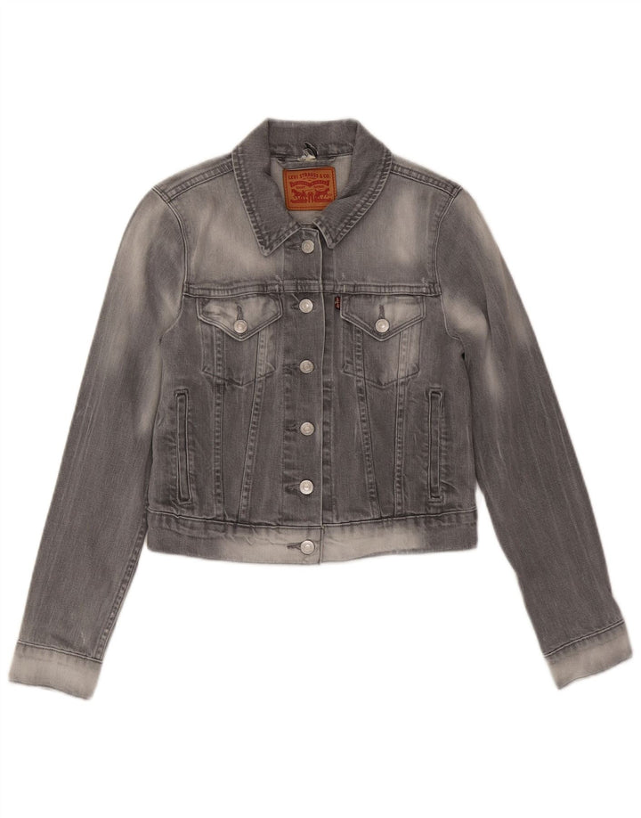 Giacca in denim corta da donna LEVI'S UK 10 piccola in cotone grigio