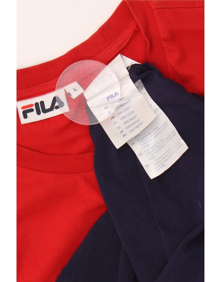 T-shirt grafica da uomo Fila Top grande in cotone color block multicolore