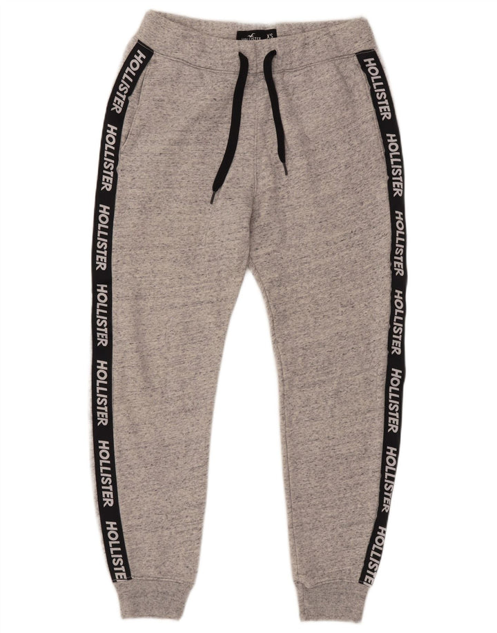 HOLLISTER Pantaloni da tuta con grafica da uomo Joggers XS Cotone chiazzato grigio