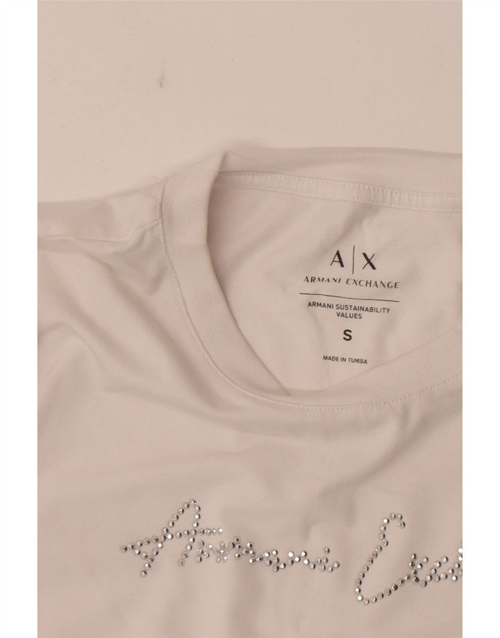 T-shirt grafica da donna Armani Exchange Top UK 10 piccola bianca