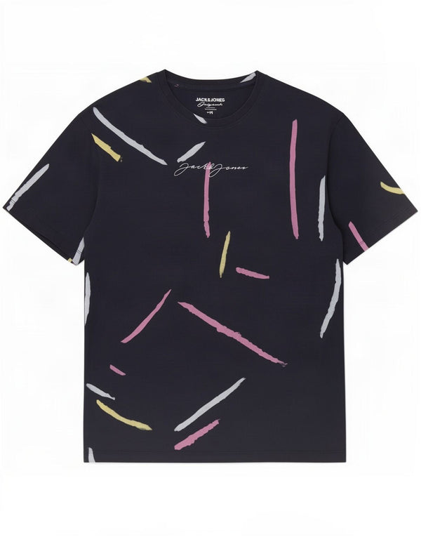 Jack & Jones T-shirt grafica da uomo Top in cotone a righe medie blu navy