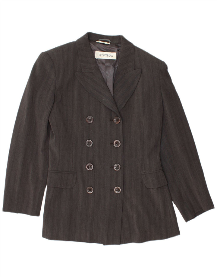 Giacca blazer doppiopetto da donna Sportmax UK 12 grigio medio a righe