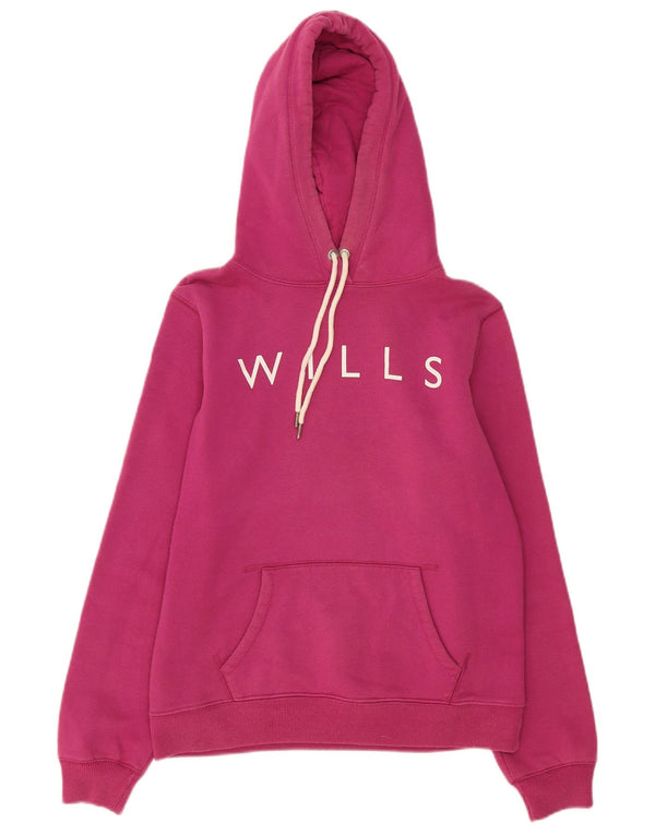 Maglione con cappuccio grafico da donna Jack Wills UK 12 Cotone rosa medio