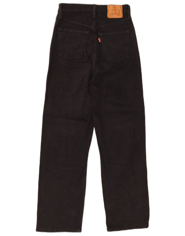 Jeans dritti a vita alta Levi's Ribcage da donna W24 L27 cotone nero