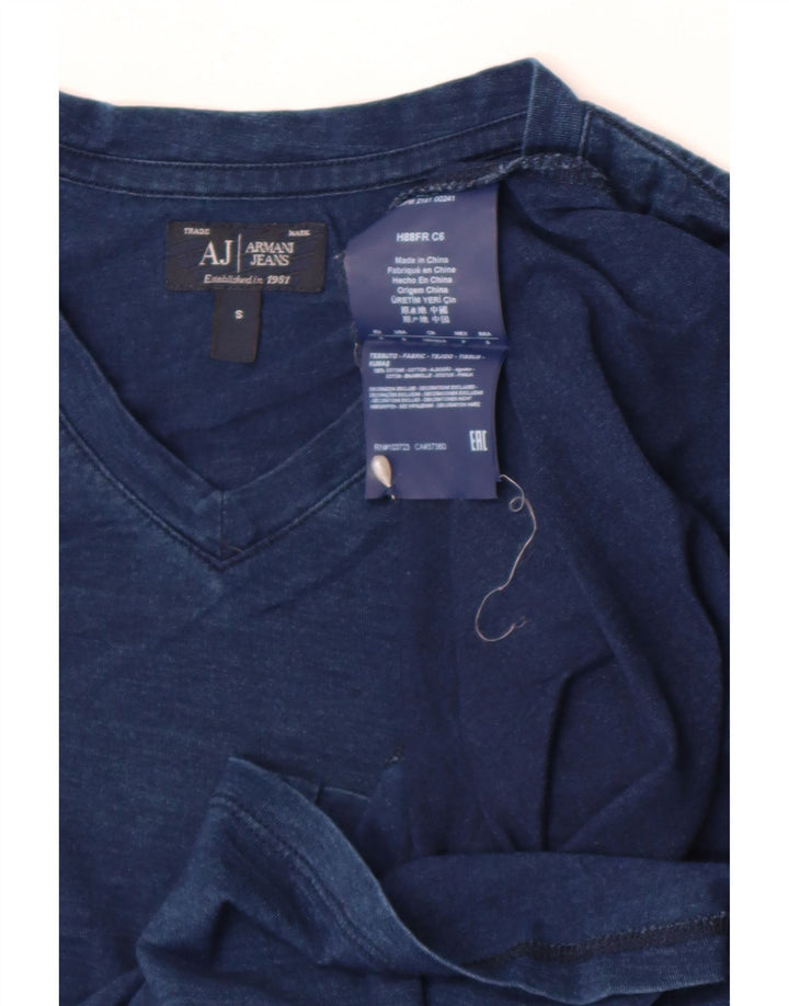 T-shirt grafica da uomo Armani Top in cotone chiazzato blu piccolo