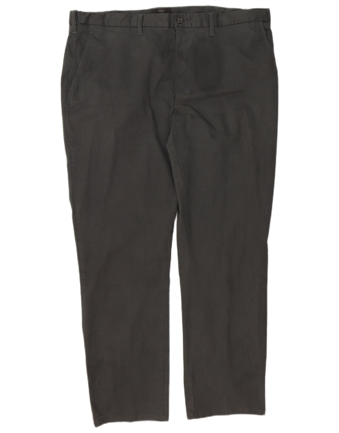 MARKS & SPENCER Pantaloni chino vestibilità regolare da uomo W44 L33 Cotone grigio