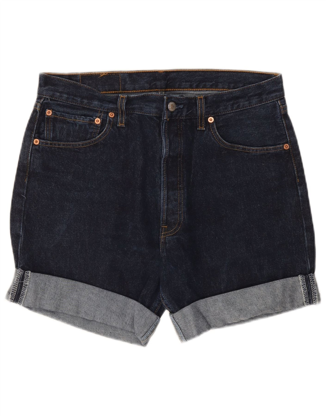 Pantaloncini di jeans Levi's 501 da uomo W34 Large Blu Navy