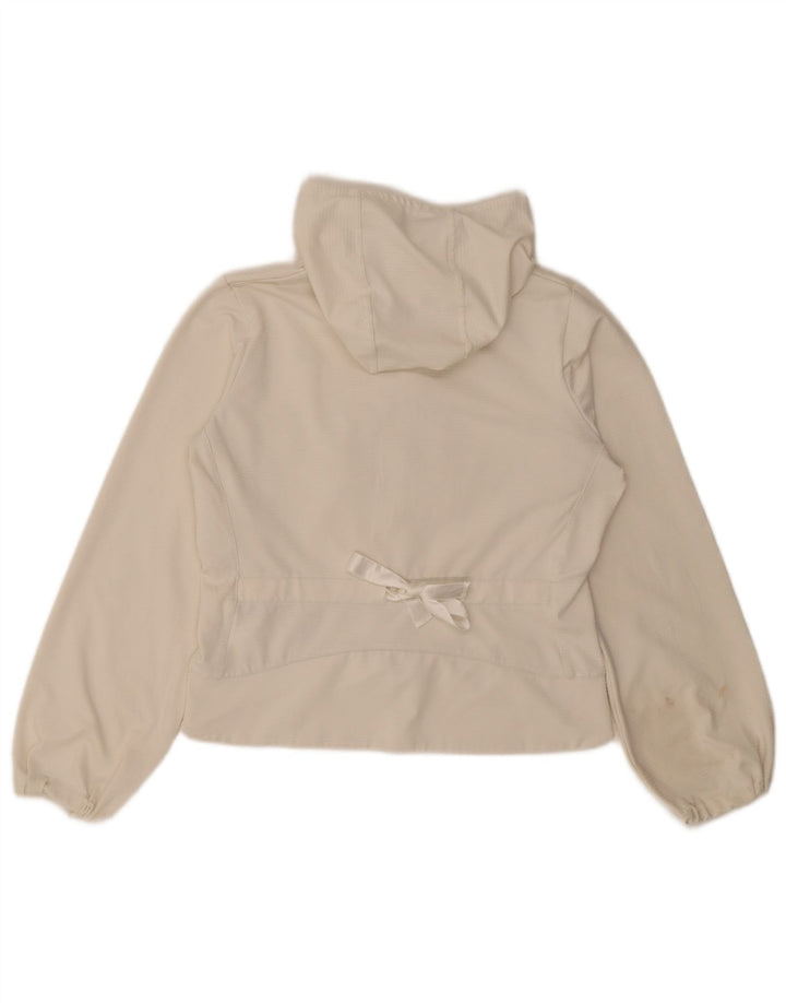 Giacca corta della tuta da ginnastica con cappuccio Nike da donna UK 10/12 Medio Bianco