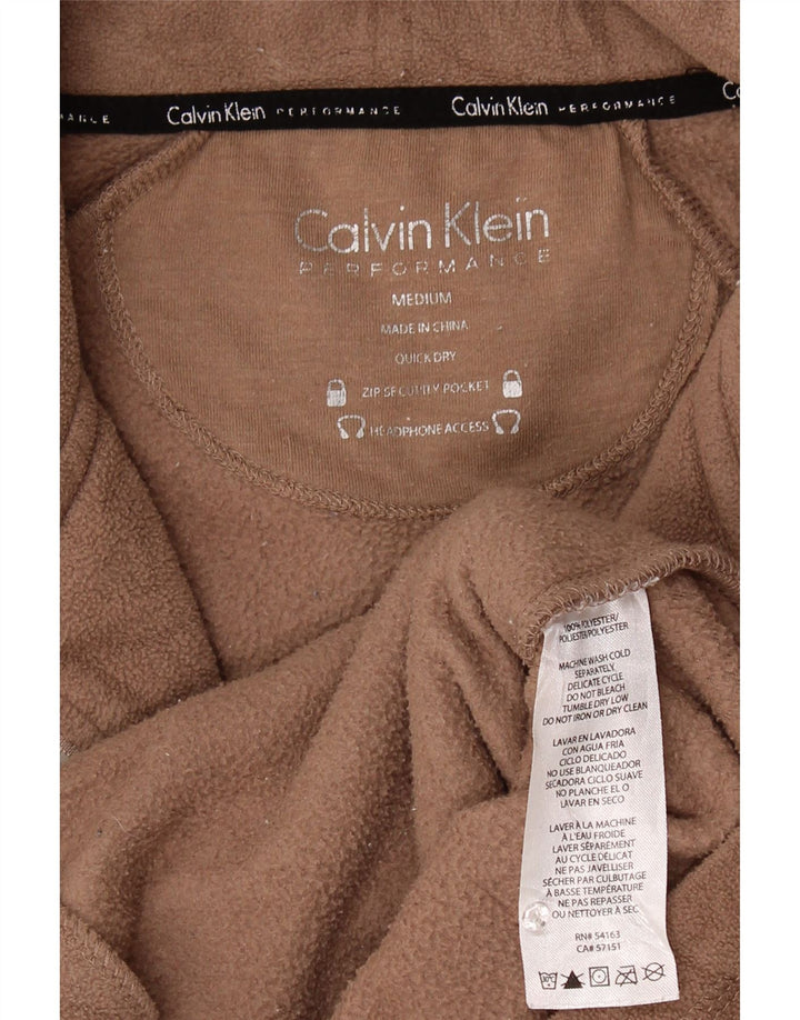 Giacca in pile grafica da donna Calvin Klein UK 14 Poliestere marrone medio