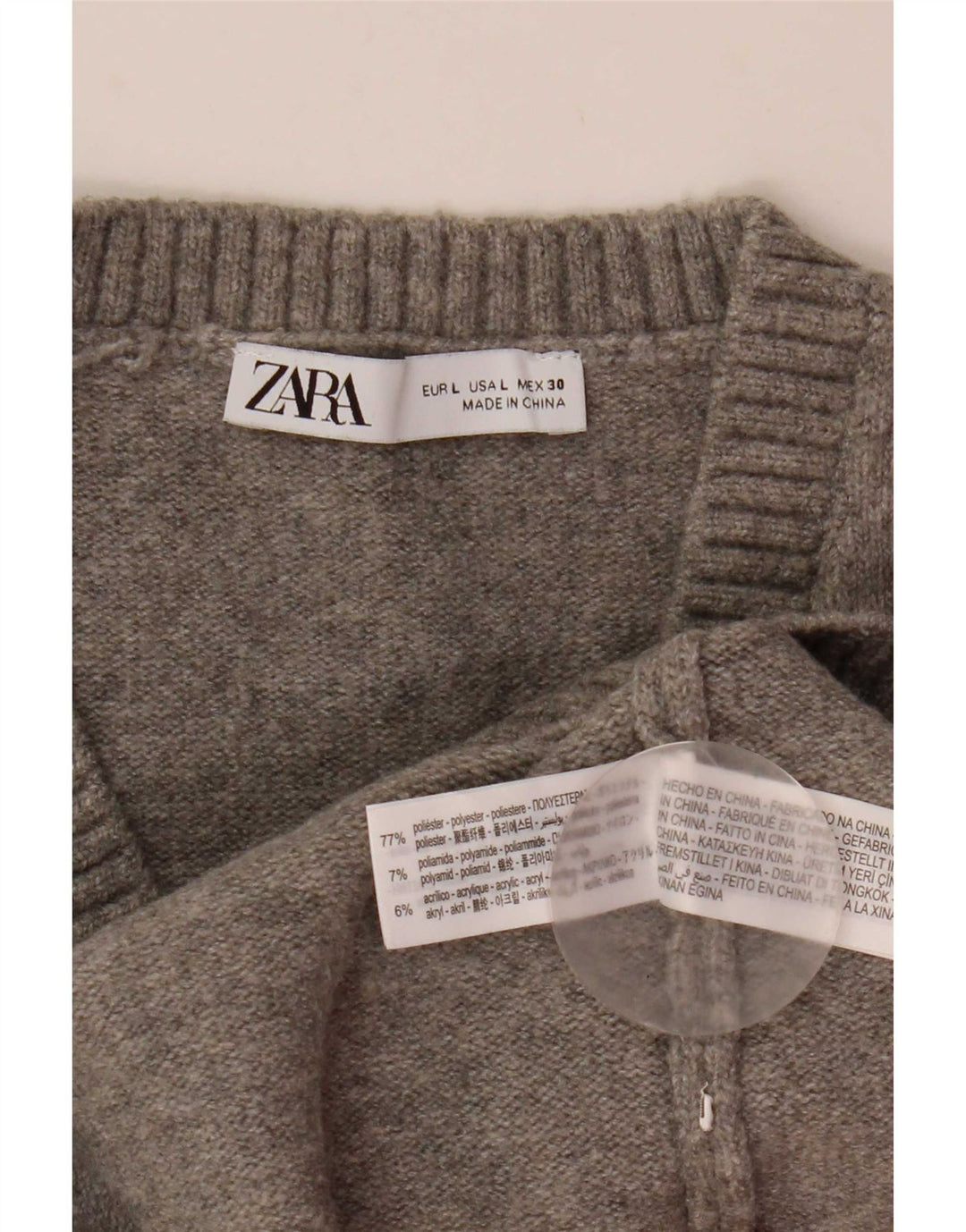 Canotta corta da donna Zara UK 14 grande poliestere grigio