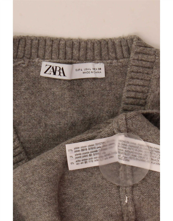 Canotta corta da donna Zara UK 14 grande poliestere grigio
