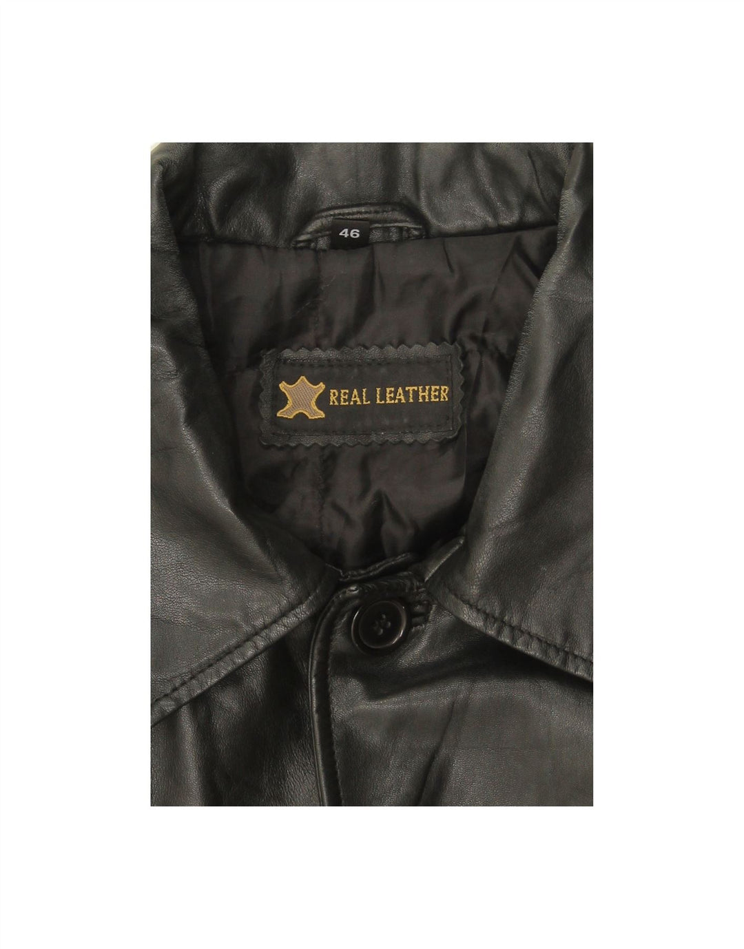 VINTAGE Mens Leather Jacket UK 46 3XL Black Leather