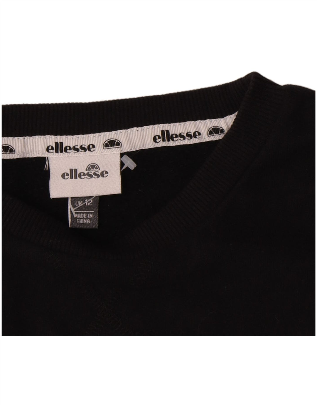 Felpa grafica da donna Ellesse Maglione UK 12 Cotone nero medio