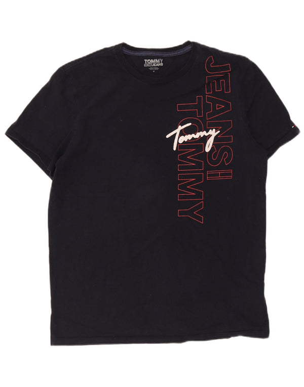 T-shirt grafica da uomo Tommy Hilfiger Top in cotone blu navy medio
