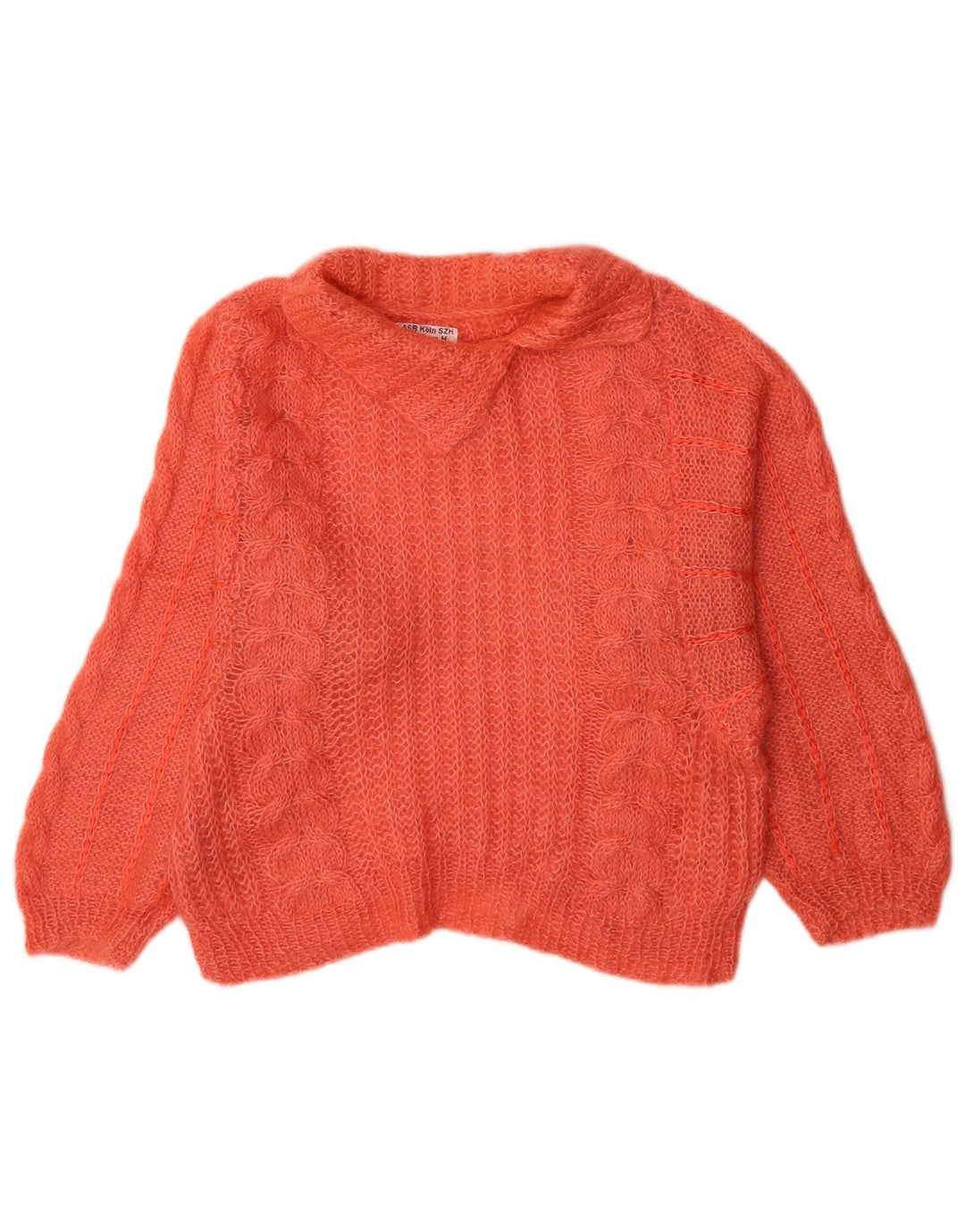 Maglione maglione vintage da donna con collo dolcevita UK 12 Arancione medio