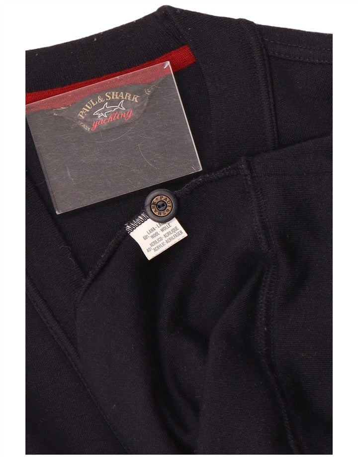 Maglione cardigan da uomo Paul & Shark grande lana blu navy