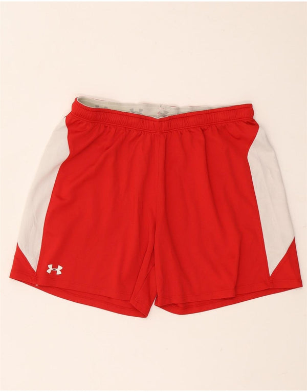 Pantaloncini sportivi da uomo Under Armour, poliestere color block rosso medio