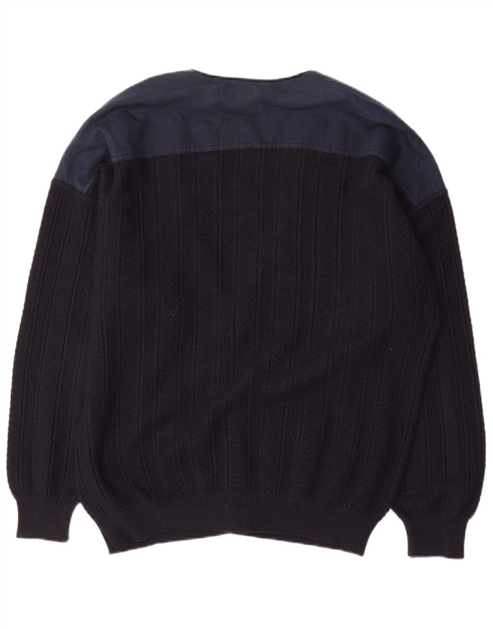 Maglione cardigan da uomo Il Granchio grande color block blu navy