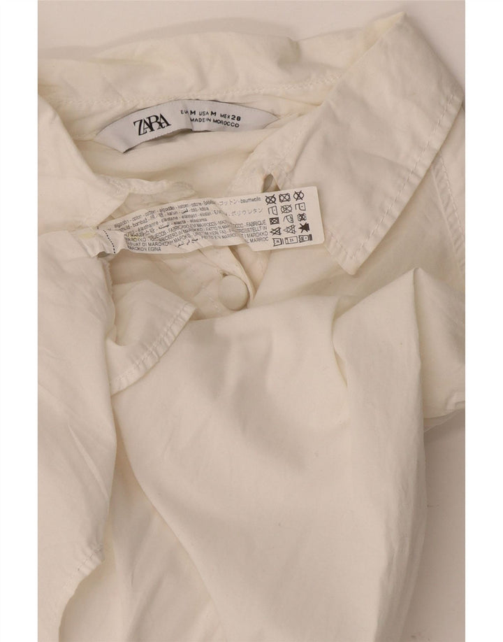 Camicetta corta da donna Zara UK 12 cotone bianco medio