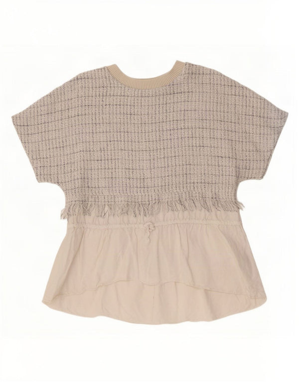 Top in camicetta da donna Zara UK 14 medio a quadri bianco sporco