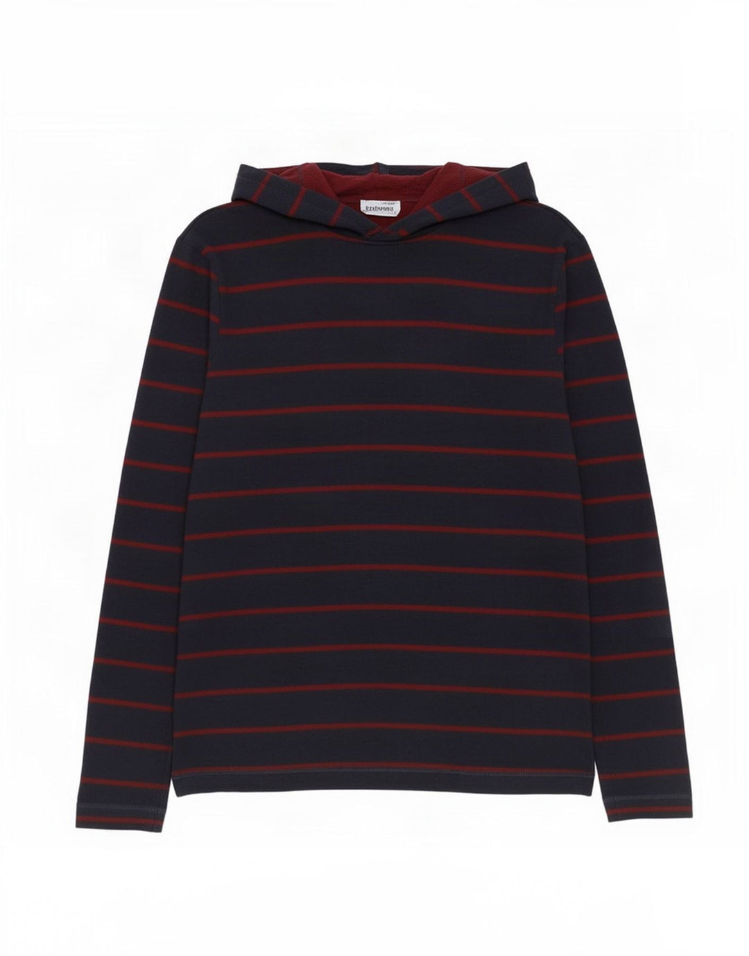 Marks & Spencer Top da uomo con cappuccio a maniche lunghe a righe piccole blu navy