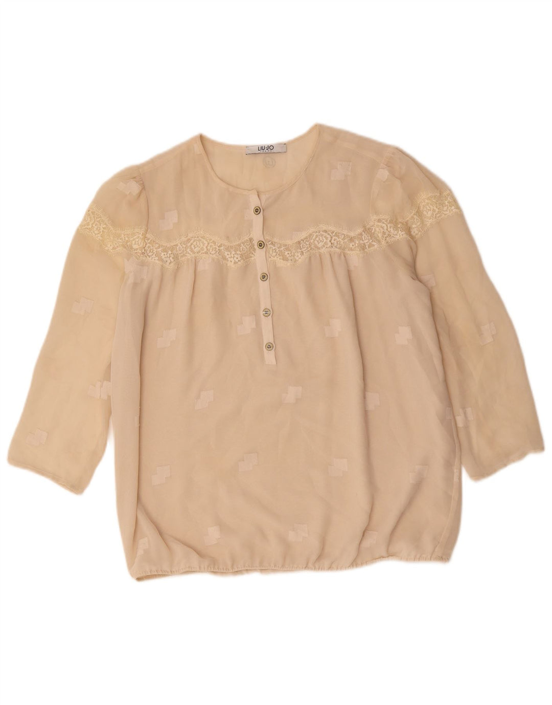 LIU JO Camicetta da donna con maniche a 3/4 Top UK 16 Large Beige geometrico