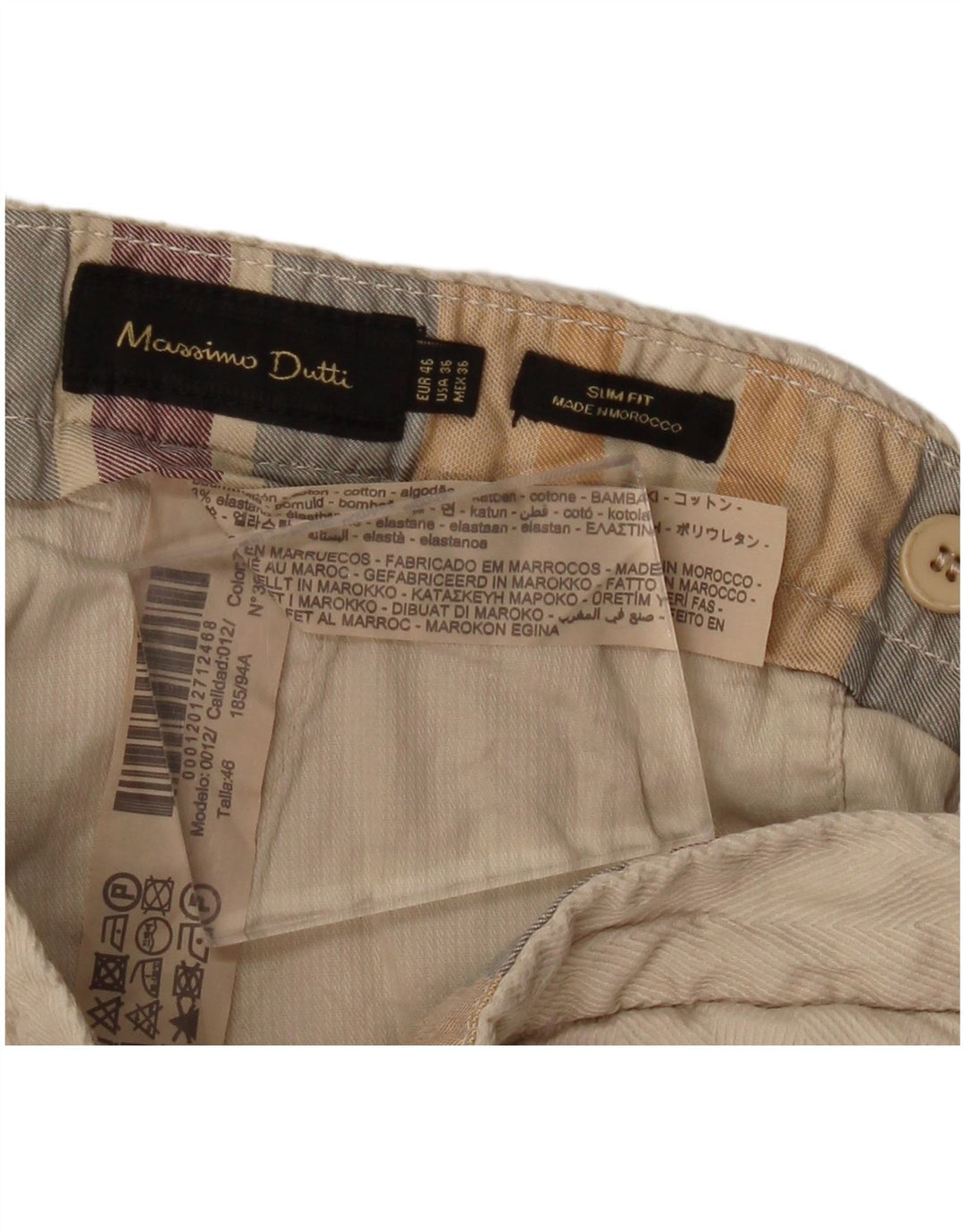 MASSIMO DUTTI Pantaloni chino slim fit da uomo EU 46 XL W36 L33 Cotone beige