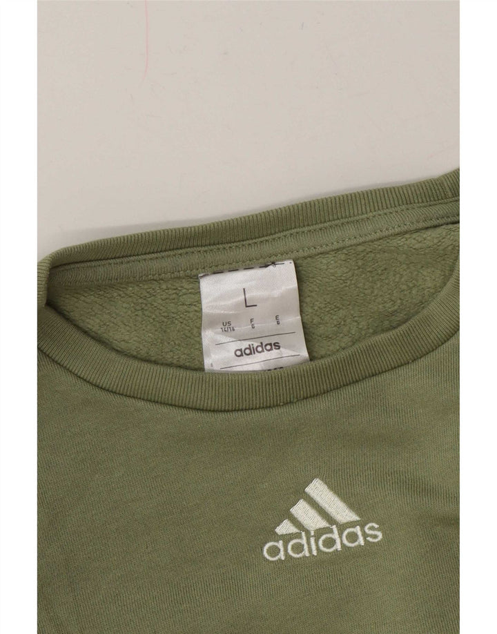 Felpa Adidas Donna Maglione US 14/16 Large Verde Cotone