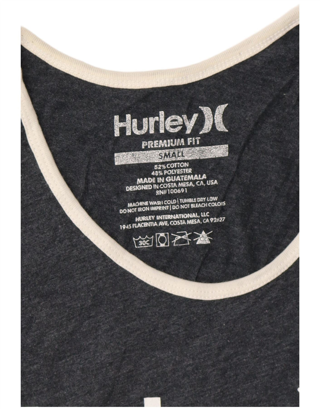 HURLEY Canottiera grafica da uomo con vestibilità premium, piccola, in cotone grigio screziato