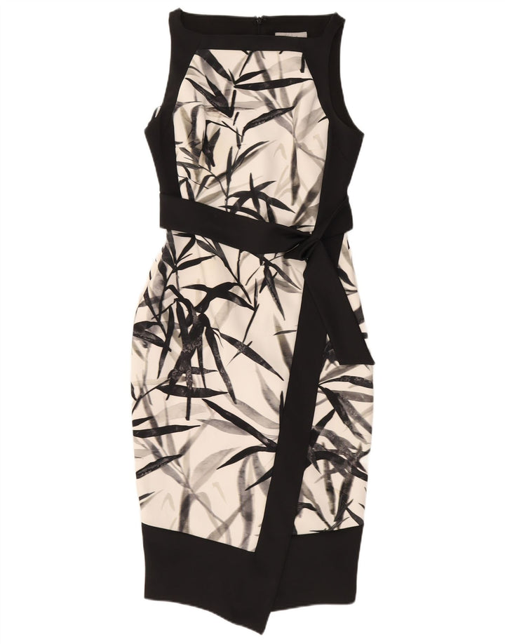 COAST Womens Abstract Pattern Sleeveless Wrap Dress UK 10 Small White