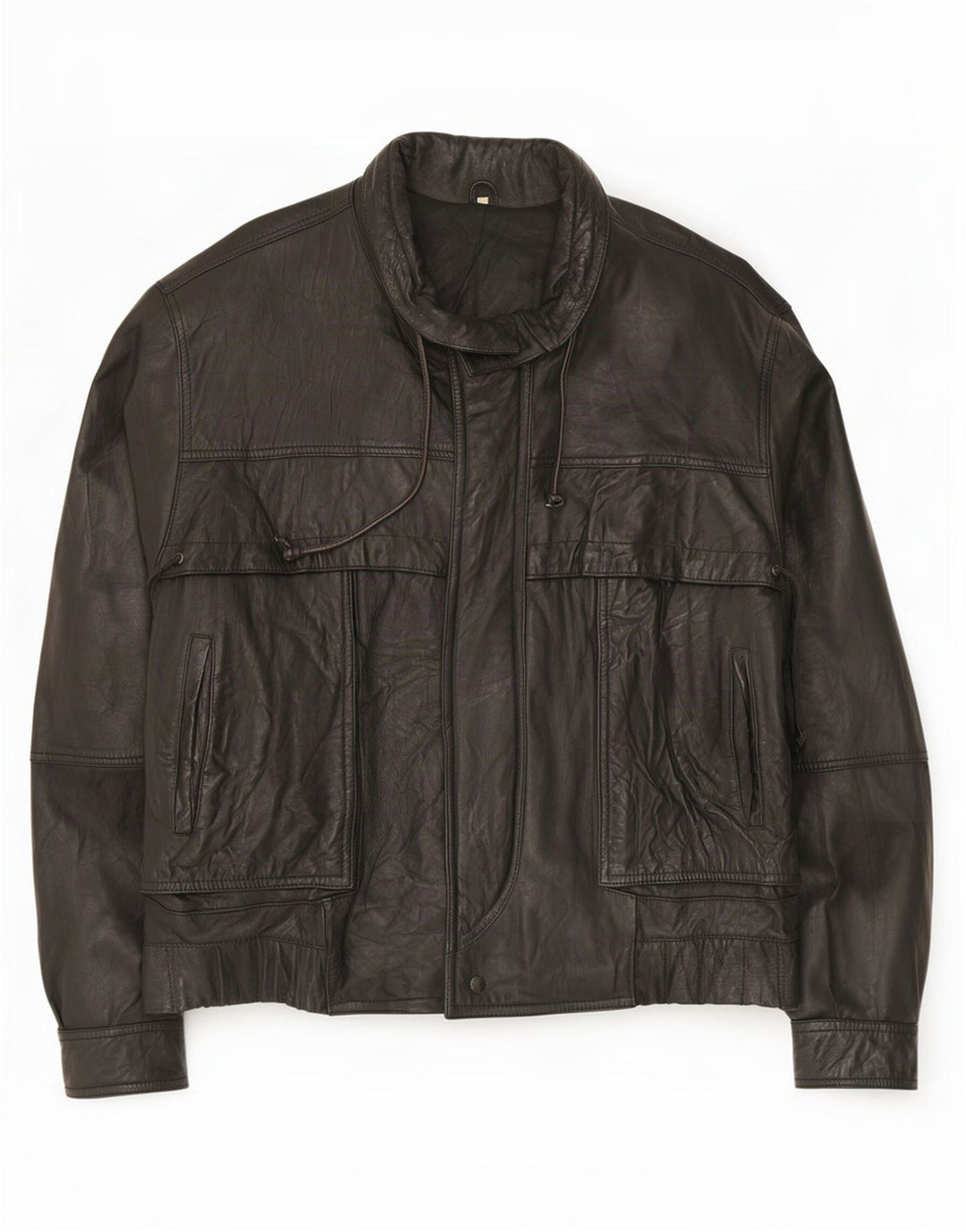 Giacca in pelle vintage da uomo IT 54 2XL Nera