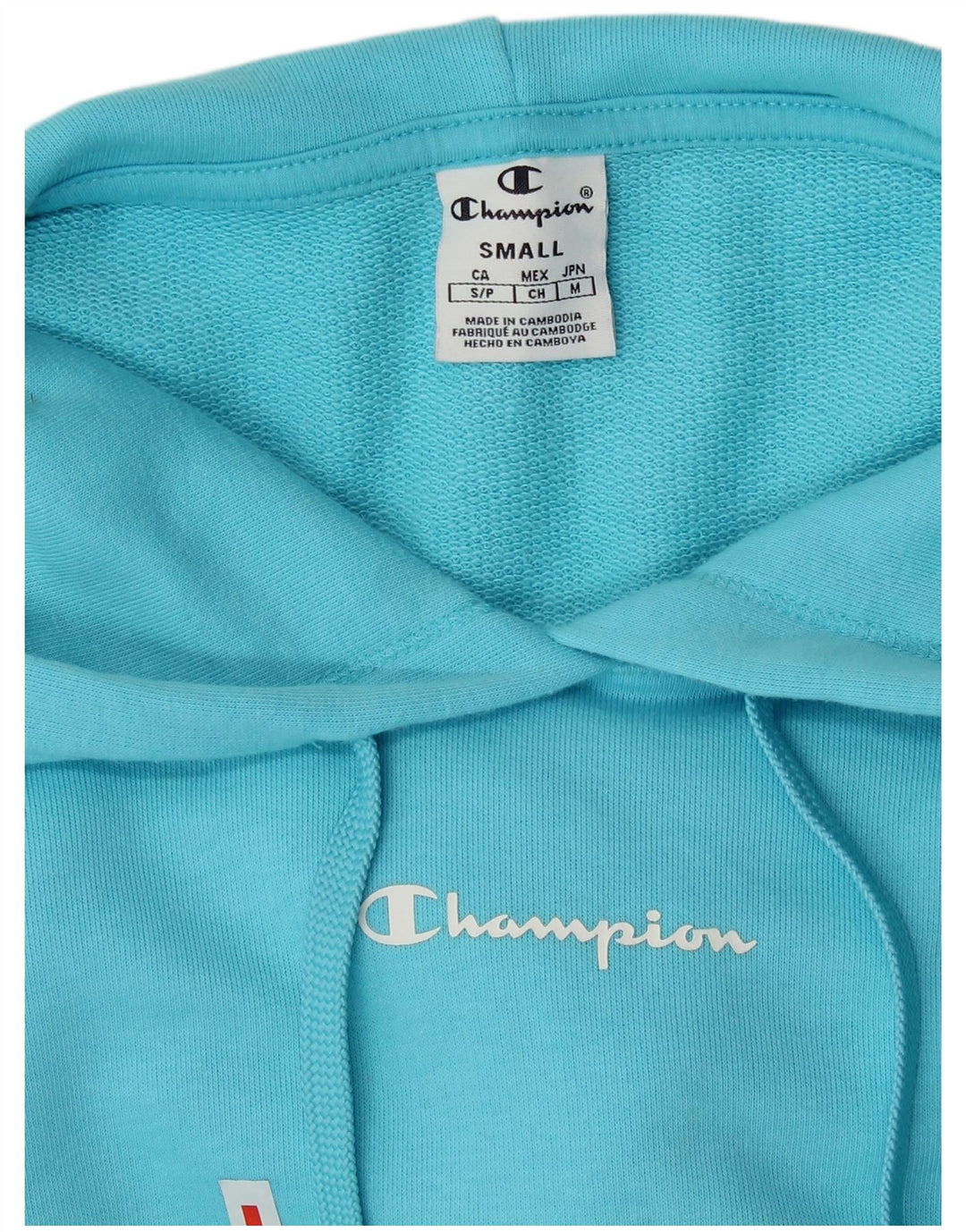 Maglione con cappuccio oversize corto da donna Champion UK 10 piccolo blu