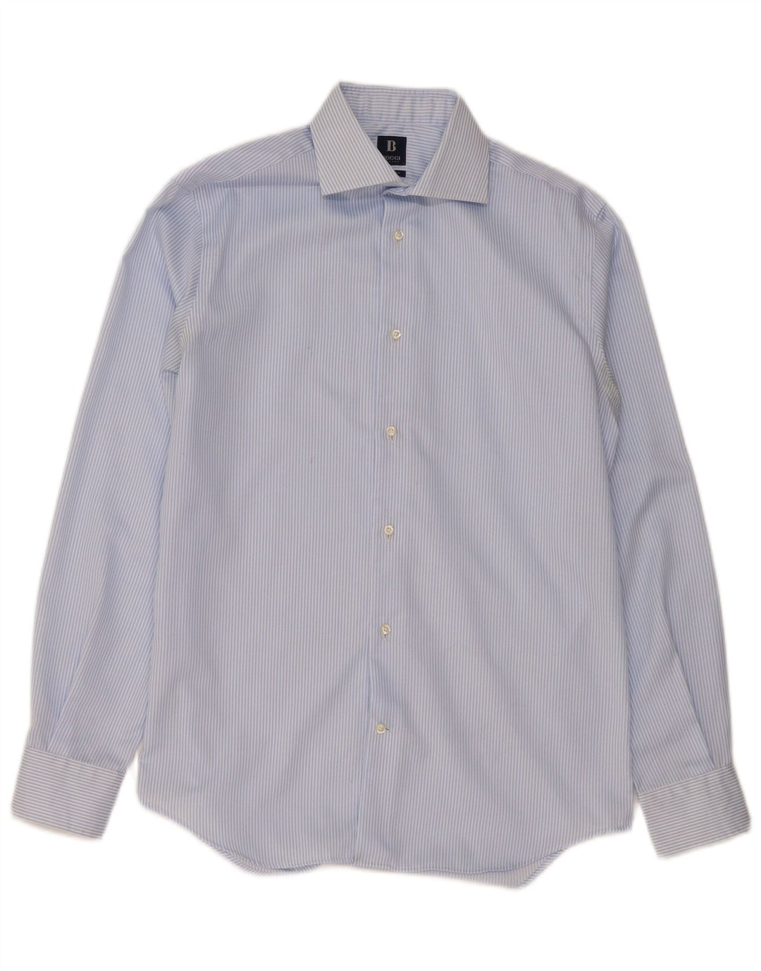 Camicia Boggi da uomo vestibilità regolare taglia 39 15 1/2 cotone a righe blu medio