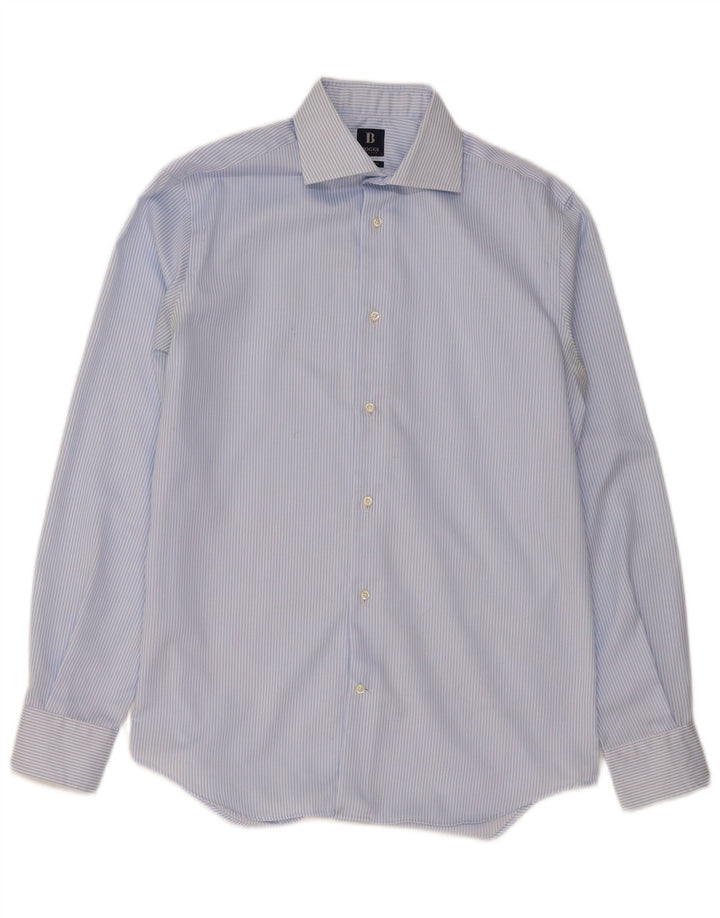 Camicia Boggi da uomo vestibilità regolare taglia 39 15 1/2 cotone a righe blu medio