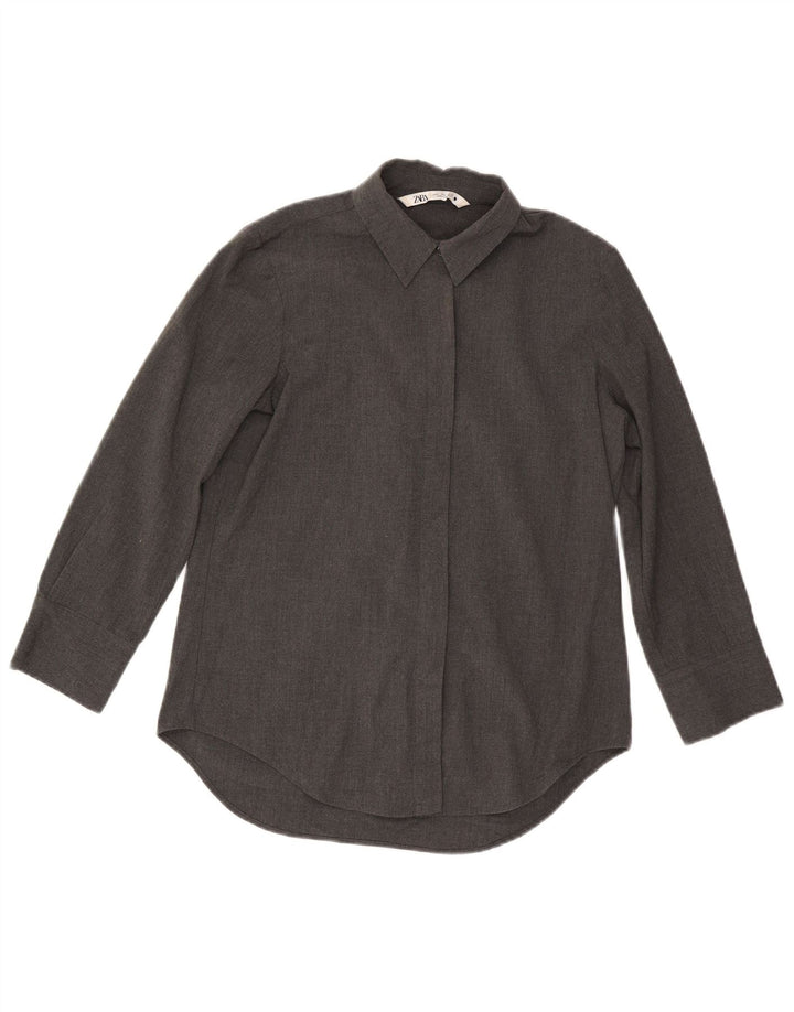 Camicia Zara da donna vestibilità ampia UK 10 piccola grigia