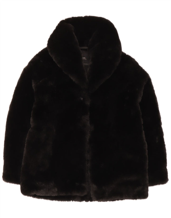 Giacca da donna in pelliccia sintetica Zara UK 6 XS poliestere nero