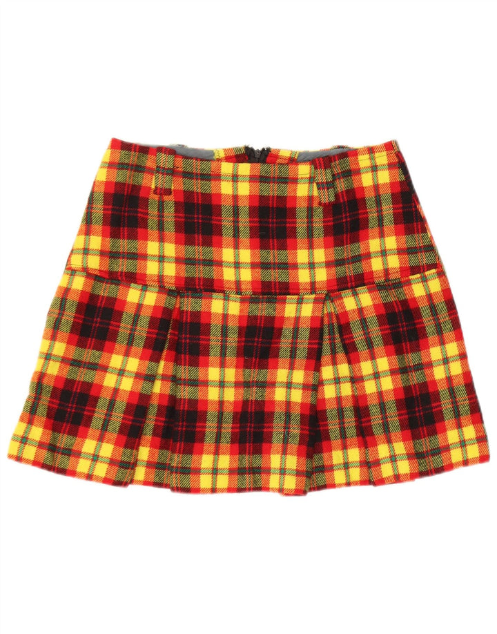 Minigonna vintage da donna W28 scozzese media gialla